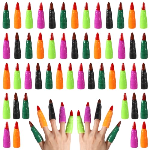 PEUTIER 50 STK Halloween Hexenfinger, Bunt aus Kunststoff Hexenfinger in 5 Farben Halloween Finger zum Vortäuschen für Cosplay Geisterhaus Verkleidungsball Dekorationen Junge Leser PEUTIER 50 STK Halloween Hexenfinger, Bunt aus Kunststoff Hexenfinger in 5 Farben Halloween Finger zum Vortäuschen für Cosplay Geisterhaus Verkleidungsball Dekorationen Junge Leser von PEUTIER
