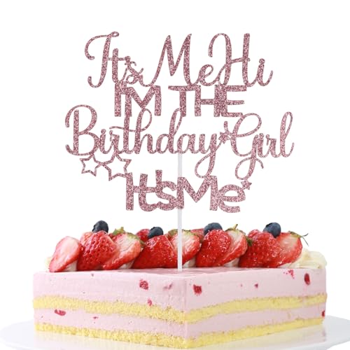 Cupcake-Topper mit Rosa Glitzer, "It's Me Hi I'm the Birthday Girl It's Me" Lustiger Geburtstagskuchen-Topper Doppelseitig Geburtstagskuchen-Dekor für Mädchen Kuchen-Foto-Requisiten Cupcake-Topper mit Rosa Glitzer, "It's Me Hi I'm the Birthday Girl It's Me" Lustiger Geburtstagskuchen-Topper Doppelseitig Geburtstagskuchen-Dekor für Mädchen Kuchen-Foto-Requisiten von PEUTIER