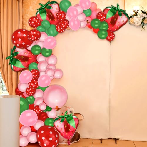 Erdbeer-Ballonbogen-Set, 147-teilig Erdbeer-Ballons Folienbogen-Girlande Emulsion Erdbeere Süßes Mädchen Party-Dekoration für Geburtstagsparty Hofschild Hintergrund Erdbeer-Ballonbogen-Set, 147-teilig Erdbeer-Ballons Folienbogen-Girlande Emulsion Erdbeere Süßes Mädchen Party-Dekoration für Geburtstagsparty Hofschild Hintergrund von PEUTIER