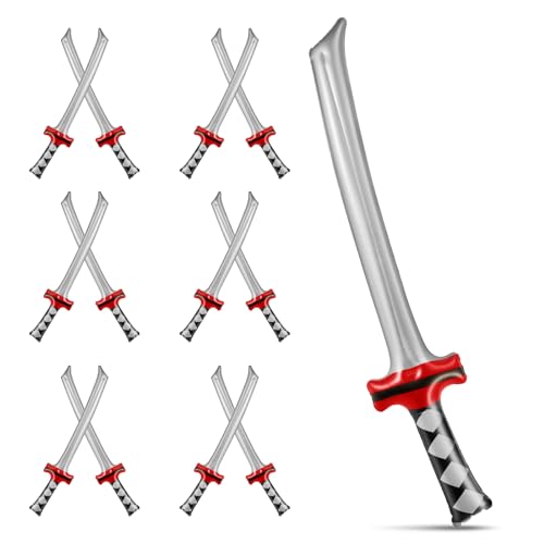 PEUTIER 12 Stück Aufblasbare Schwerter, Aufblasbare Spielzeugschwerter aufblasbares Samuraischwert Ninja Schwert Aufblasbares Spielzeug für Mädchen Jungen Geburtstag Ninja Themenparty von PEUTIER