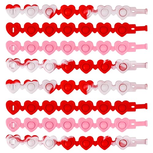 PEUTIER 12St Valentinstag Armbänder, Valentinstag Silikonarmbänder Herzförmig Sensorisches Armband Pop Fidget Armband für Kinder Partygeschenke Geschenkaustausch im Klassenzimmer PEUTIER 12St Valentinstag Armbänder, Valentinstag Silikonarmbänder Herzförmig Sensorisches Armband Pop Fidget Armband für Kinder Partygeschenke Geschenkaustausch im Klassenzimmer von PEUTIER
