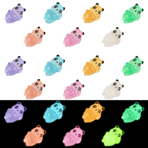 PEUTIER 21 Stück Mini-Pandas aus Kunstharz, Leuchtende Miniatur-Pandas aus Kunstharz Winzige Leuchtende Panda-Ornamente aus Kunstharz Dekor für Garten Heimdekoration und Party Kuchen (Bauchlage) von PEUTIER