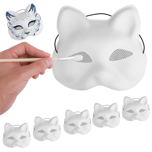 PEUTIER 5stk Katzenmasken mit Augennetz, Verspielte Therian-Katzenmaske Blanko-Katzengesichtsmaske Maskenballmaske Fuchsmasken Kostüm-Requisite für Tanz Cosplay Halloween Karnevalsparty PEUTIER 5stk Katzenmasken mit Augennetz, Verspielte Therian-Katzenmaske Blanko-Katzengesichtsmaske Maskenballmaske Fuchsmasken Kostüm-Requisite für Tanz Cosplay Halloween Karnevalsparty von PEUTIER
