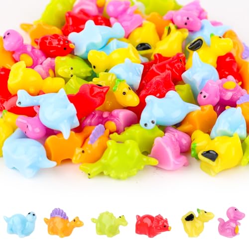 PEUTIER 60 Stück Dinosaurier Figuren, Niedliche Kleine Spielzeuge, Bunte Mini Harz Miniatur für Garten Puppenhaus Kuchendekoration PEUTIER 60 Stück Dinosaurier Figuren, Niedliche Kleine Spielzeuge, Bunte Mini Harz Miniatur für Garten Puppenhaus Kuchendekoration von PEUTIER