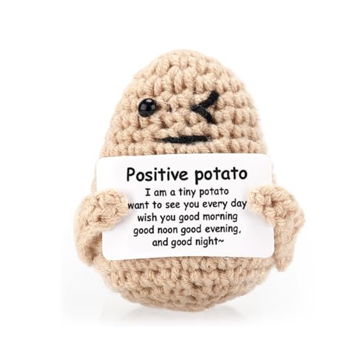 PEUTIER Positive Kartoffel, 7,5cm Lustige Positive Kartoffeln Lustige Gestrickte Positive Kartoffeln Gestrickte Wolle Kartoffelpuppe für Freunde Party Dekoration Ermutigung von PEUTIER