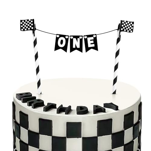 Rennauto-Kuchenaufsatz, Schwarz-Weiß Kariert Cars Geburtstagsdeko Torte Banner Schnell Eins Geburtstagsparty-Dekorationen für Jungen Mädchen Rennauto Thema, Party Zubehör Rennauto-Kuchenaufsatz, Schwarz-Weiß Kariert Cars Geburtstagsdeko Torte Banner Schnell Eins Geburtstagsparty-Dekorationen für Jungen Mädchen Rennauto Thema, Party Zubehör von PEUTIER