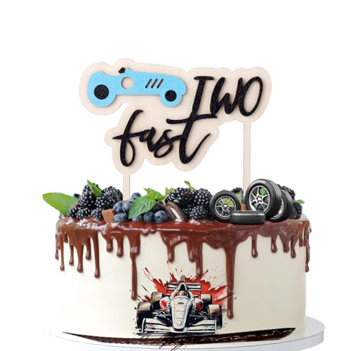 Tortenaufsatz "Two Fast" zum Geburtstag, Tortenaufsatz mit Rennauto-Motiv Tortenaufsatz mit Rennauto-Motiv für Geburtstagsparty-Dekorationen Geburtstagsflaggen-Schilderzubehör Tortenaufsatz "Two Fast" zum Geburtstag, Tortenaufsatz mit Rennauto-Motiv Tortenaufsatz mit Rennauto-Motiv für Geburtstagsparty-Dekorationen Geburtstagsflaggen-Schilderzubehör von PEUTIER