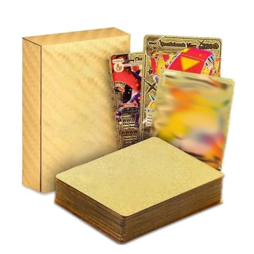 PEXIVOZ 55 Stück Gold Karten for Pokemon, Vstar Vmax Goldfolienkarten mit Deck Box, V Sortierte Karten, Vergoldete Karte Einschließlich Verschiedener Seltener Folienkarten, Englisch PEXIVOZ 55 Stück Gold Karten for Pokemon, Vstar Vmax Goldfolienkarten mit Deck Box, V Sortierte Karten, Vergoldete Karte Einschließlich Verschiedener Seltener Folienkarten, Englisch von PEXIVOZ
