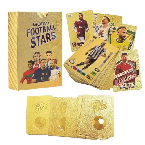 PEXIVOZ Fußballkarten, Football Stars Goldene Sammelkarten-Set, 55 Karten, Fussball Karten 2025, Fußballspieler Edition von PEXIVOZ