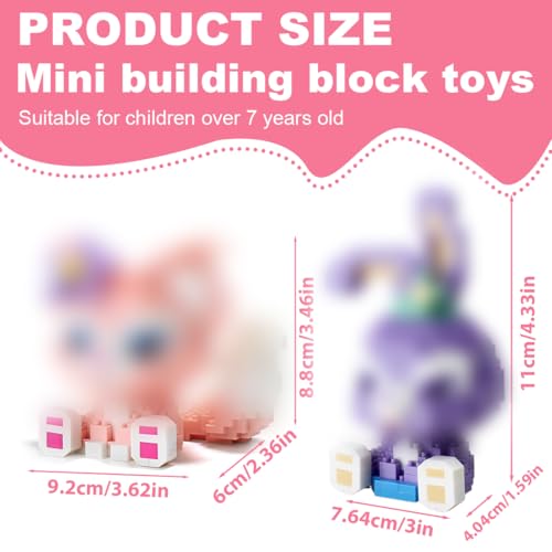 PEXIVOZ Mikro Bausteine,Building Blocks,My Melody/Kuromi/Kitty/LinaBell/Charizard Mini-Bausteinfigur - Baukastenspiel,Baukasten für Anime-Pixelfiguren (Rosa-Lila) von PEXIVOZ