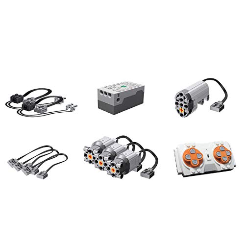 PEXL Technik Power Functions Set: 3 L-Motor, 1 Servomotor, 1 Akku-Box, 1 Fernbedienung, 2 LED Licht, 3 Verlängerungskabel von PEXL