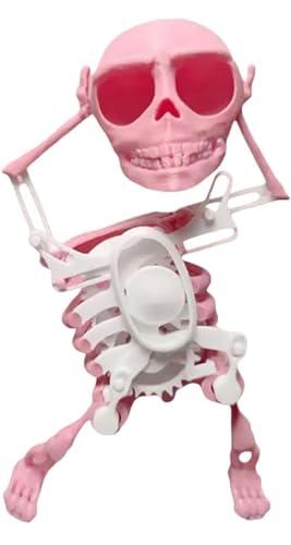 PFHFRJZLQ Tanzender 3D-Totenkopf, lustiges, bewegliches Skelett-Spielzeug zum Stress- und Angstabbau, mehrgelenkig, beweglich als Halloween-Schreibtischdekoration von PFHFRJZLQ