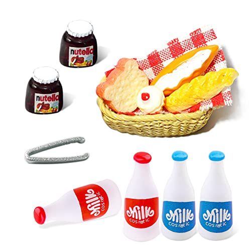 13 Stück Mini-Picknick-Zubehörmodell, Puppenhauszubehör, Mini-Backdekoration, Brotmodell, Simulationsnahrungsspielzeug, DIY-Handy-Dekorationsbedarf, Küchenzubehör vorgeben von PGONA