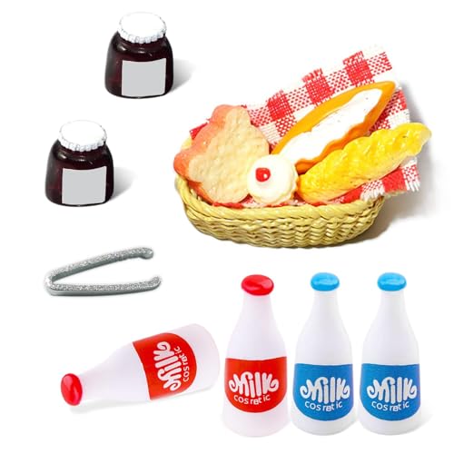 13 Stück Mini-Picknick-Zubehörmodell, Puppenhauszubehör, Mini-Backdekoration, Brotmodell, Simulationsnahrungsspielzeug, DIY-Handy-Dekorationsbedarf, Küchenzubehör vorgeben von PFLYPF