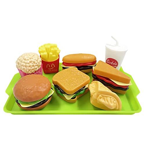 9-teiliges Essens-Simulationsspielzeug, Mini-Küche für Kinder, Hamburger Hot Dog French Fries Tray Gift Set, geeignet ab 3 Jahren von PFLYPF