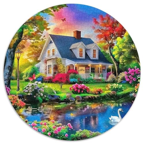 Ferienhaus 1000-teiliges Puzzle Für Erwachsene Kinder Landschaft Anspruchsvolles Puzzle Entspannend Perfekt Für Spieleabende Spielzeug Geschenk 1000pcs (67.5x67.5cm) von PFQHUAIDH
