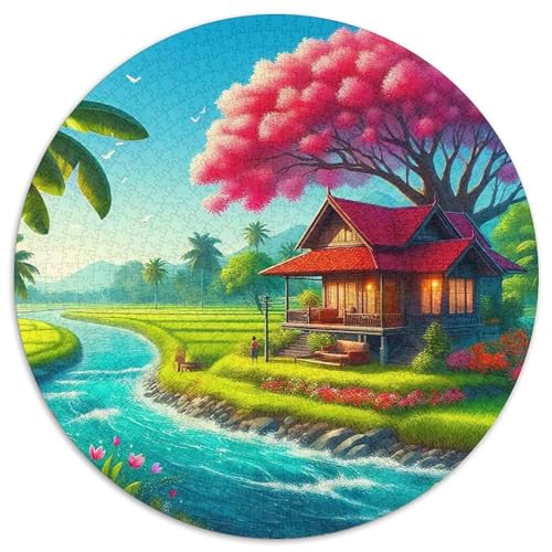 Ferienhaus 1000-teiliges Puzzle Für Erwachsene Kinder Landschaft Herausforderndes Puzzle Entspannend Perfekt Für Spieleabende Spielzeug Geschenk 1000pcs (67.5x67.5cm) von PFQHUAIDH