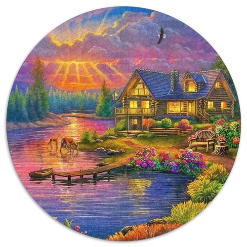 Ferienhaus 1000-teiliges Puzzle Für Frauen, Männer Landschaft Anspruchsvolles Puzzle Stress Abbauen Familienspielabende Spielzeug Geschenk 1000pcs (67.5x67.5cm) von PFQHUAIDH