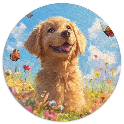 Goldener Retriever 1000-teiliges Puzzle Für Erwachsene Kinder Haustierhunde Herausforderndes Puzzle Stress Abbauen Familienspielabende Spielzeug Geschenk 1000pcs (67.5x67.5cm) von PFQHUAIDH