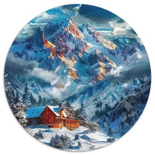 Logkabine 1000-teiliges Puzzle Für Frauen, Männer Schnee Berg Herausforderndes Puzzle Entspannend Familienspielabende Spielzeug Geschenk 1000pcs (67.5x67.5cm) von PFQHUAIDH