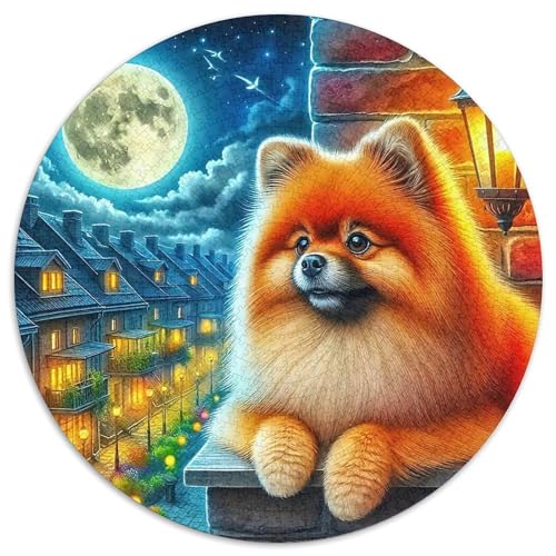 Pommern 1000-teiliges Puzzle Für Erwachsene Kinder Kleiner Hund Anspruchsvolles Puzzle Stress Abbauen Familie Aktivität Spiele Spielzeug Geschenk 1000pcs (67.5x67.5cm) von PFQHUAIDH