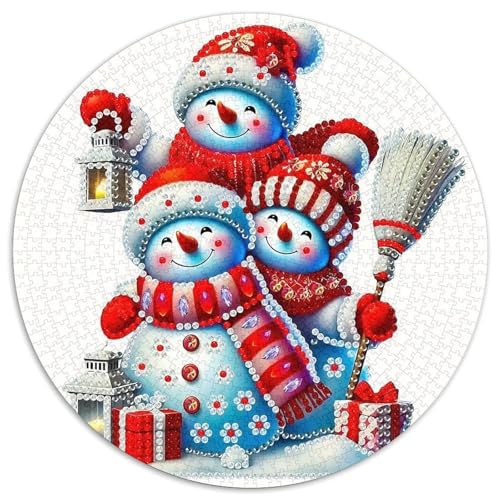 Schneemann 1000-teiliges Puzzle Für Erwachsene Kinder Weihnachten Herausforderndes Puzzle Stress Abbauen Familie Aktivität Spiele Geschenk Zum Geburtstag 1000pcs (67.5x67.5cm) von PFQHUAIDH