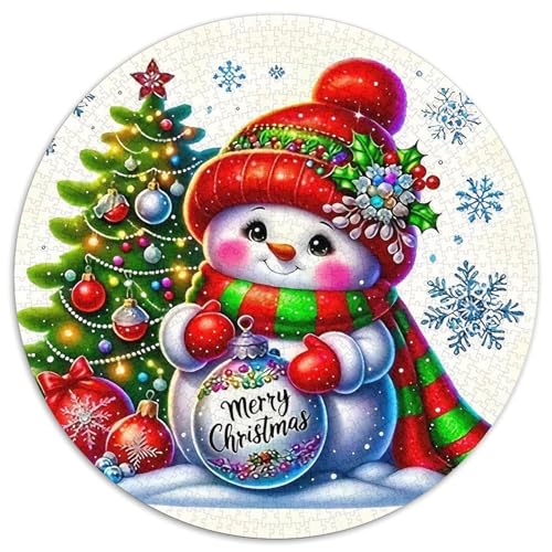 Schneemann 1000-teiliges Puzzle Für Erwachsene Kinder Weihnachten Herausforderndes Puzzle Stress Abbauen Familienspielabende Spielzeug Geschenk 1000pcs (67.5x67.5cm) von PFQHUAIDH