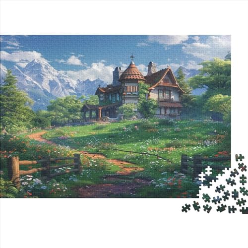Bergdorf-Hütte Puzzle 1000 Teile Erwachsene Geschicklichkeitsspiel Für Die Ganze Familie Lernspiel Home Decor Geburtstag Stress Relief 1000pcs (75x50cm) von PFYWZJDDTTBD
