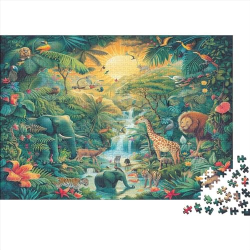 Dschungel-Tiere Puzzle 1000 Teile Für Erwachsene Family Challenging Games Home Decor Lernspiel Geburtstag Stress Relief Toy 1000pcs (75x50cm) von PFYWZJDDTTBD