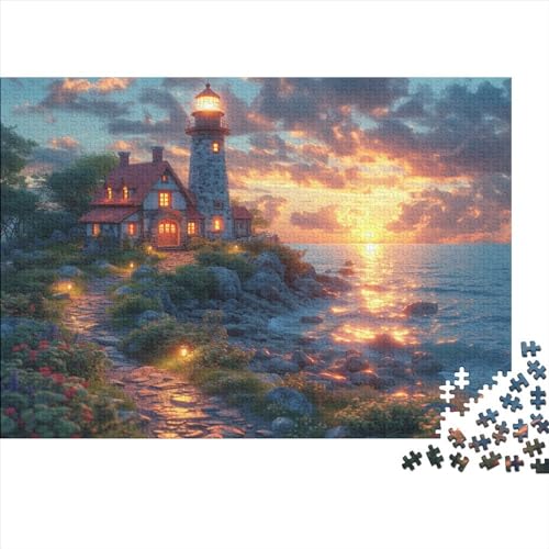 Leuchtturm an der Küste Erwachsene Puzzles 500 Teile Wohnkultur Lernspiel Family Challenging Games Geburtstag Entspannung Und Intelligenz 500pcs (52x38cm) von PFYWZJDDTTBD