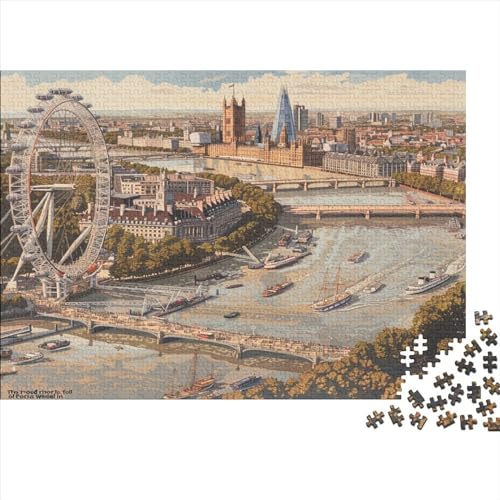 Londoner Stadt Puzzle 1000 Teile Erwachsene Geburtstag Geschicklichkeitsspiel Für Die Ganze Familie Lernspiel Wohnkultur Stress Relief 1000pcs (75x50cm) von PFYWZJDDTTBD