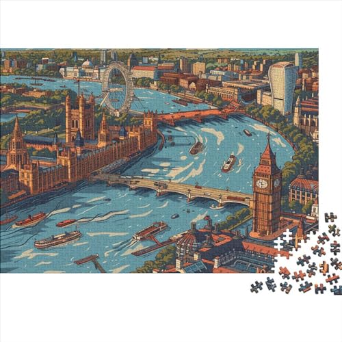 Londoner Stadt Puzzles 1000 Teile Für Erwachsene Family Challenging Games Educational Game Geburtstag Home Decor Stress Relief Toy 1000pcs (75x50cm) von PFYWZJDDTTBD