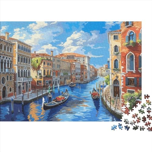 Venedig-Kanal-Ansicht Puzzle 1000 Teile Erwachsene Geschicklichkeitsspiel Für Die Ganze Familie Lernspiel Home Decor Geburtstag Stress Relief 1000pcs (75x50cm) von PFYWZJDDTTBD