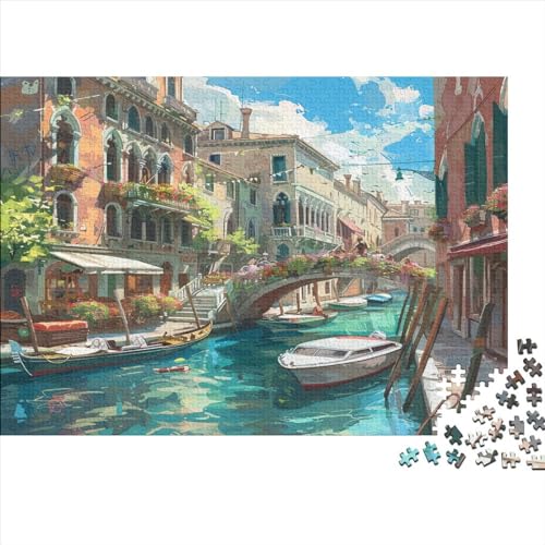 Venedig Wasser Stadt 1000 Teile Puzzle Für Erwachsene Geburtstag Family Challenging Games Moderne Wohnkultur Lernspiel Stress Relief Toy 1000pcs (75x50cm) von PFYWZJDDTTBD