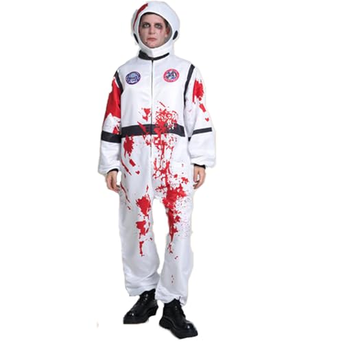 PGOND Blutiger Astronauten-Halloween-Kostüm, Erwachsene, Unisex, weißer Weltraumanzug, Einheitsgröße von PGOND