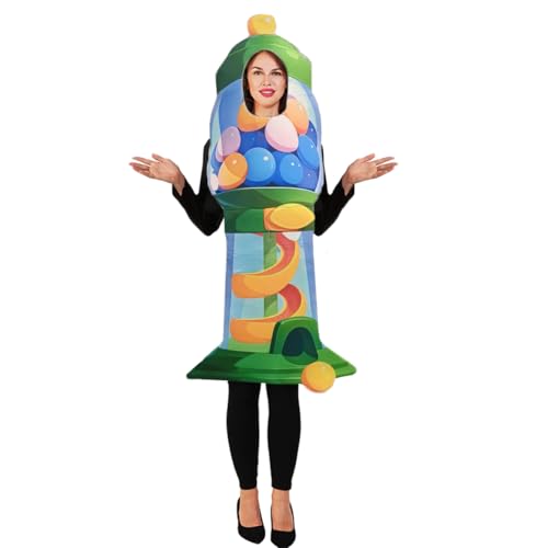 PGOND Gumball-Maschinen-Halloween-Kostüm, Erwachsenengröße, buntes Süßigkeitenspender-Design von PGOND