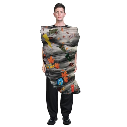 PGOND Tornado Szene Lightning Halloween Kostüm Herbst Blätter Design Erwachsene Unisex, Tornado, One Size Fits Most Adults von PGOND
