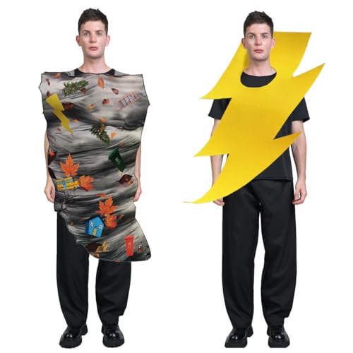 PGOND Tornado Szene Lightning Halloween Kostüm Herbst Blätter Design Erwachsene Unisex, Tornado Lightning, One Size Fits Most Adults von PGOND