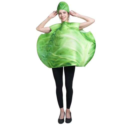 Salat-Kostüm für Erwachsene, Kohlkohlkohl, Halloween-Outfit mit Kappe, Party, Cosplay, Halloween, Paare, Valentinstag Salat-Kostüm für Erwachsene, Kohlkohlkohl, Halloween-Outfit mit Kappe, Party, Cosplay, Halloween, Paare, Valentinstag von PGOND
