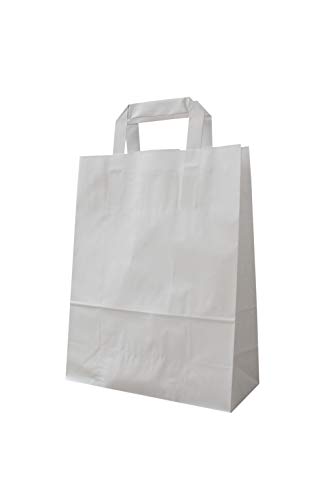 PGV Papiertragetaschen mit Flachhenkel Weiss 18 + 8 x 22 cm - Verschiedene Mengen (100 Stück) von PGV