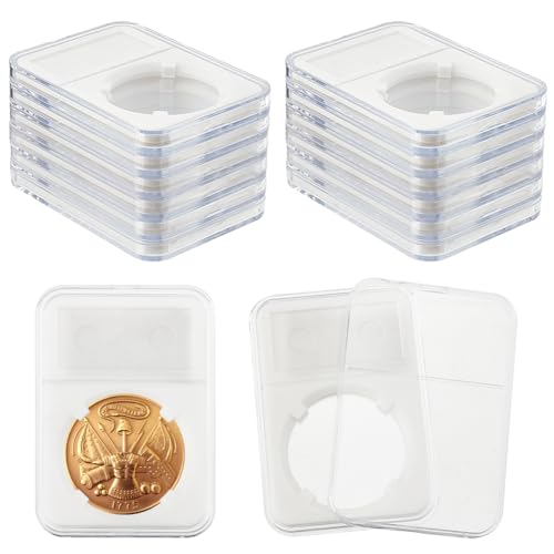 PH PandaHall 14 Stück Münzplatten Snap Display Halter Weiße 37mm Münzhüllen Für Sammlermünzen Ausstellungsbox Kunststoff Dollar Münzhalter Mit Durchsichtigen Hüllen Für Münzsammelzubehör von PH PandaHall