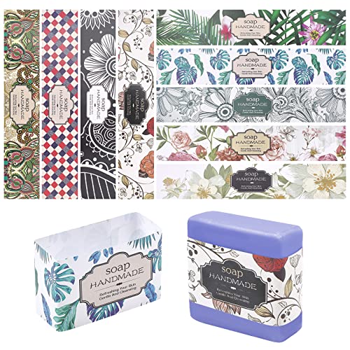 PH PandaHall 90pcs Seife Wrapper 9 Stil Flower Wrap Papierband Vertikale Seifenpapier Tag Seifenhüllen Abdeckungen für Weihnachten Hausgemachte Seife Bar Verpackung Supplies von PH PandaHall