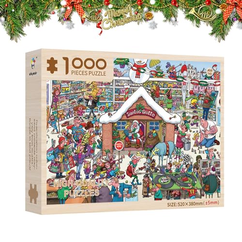 Adventskalender 2023 Weihnachten Adventskalender 2023 1000 Teile - Holz Weihnachten Countdown Urlaub Puzzles, Weihnachtsgeschenke für Erwachsene und Kinder, Heimdekoration von PHASZ