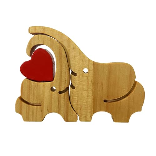 Holzbär Skulpturen | Herzförmige Bär Figuren - Holzbär Familie Puzzle Heimdekoration für Wohnzimmer, Schlafzimmer, Küche, Party Phasz von PHASZ