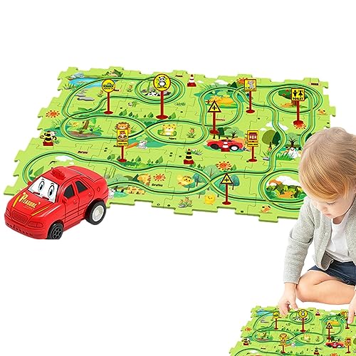 Kinder-Rennstrecken-Set zum Selberbauen von Elektrofahrzeugen, lustiges Rennwagen-Rennstrecken-Puzzle-Spielset – Elektrofahrzeug, Rennwagen-Strecke, Lernspielzeug für kritisches Denken für Kinder von PHASZ