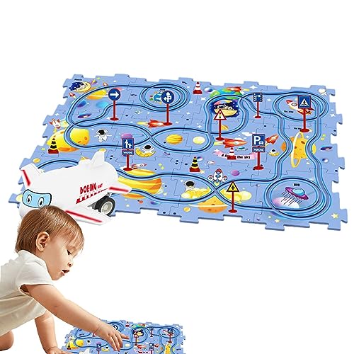 Kinder-Rennstrecken-Set zum Selberbauen von Elektrofahrzeugen, lustiges Rennwagen-Rennstrecken-Puzzle-Spielset – Elektrofahrzeug, Rennwagen-Strecke, Lernspielzeug für kritisches Denken für Kinder von PHASZ