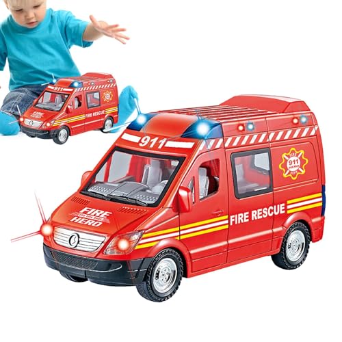 Kinder-Rettungsfahrzeug-Spielzeug,Rettungsauto-Spielzeug,Reibungsbetriebenes LKW-Spielzeug mit Licht und Ton | Pädagogische Geburtstagsgeschenke für Kinder im Alter von 3–8 Jahren, LKW-Spielzeug Phasz von PHASZ