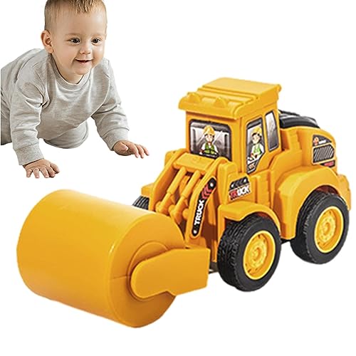PHASZ Kleines LKW-Autospielzeug - Site Roller Bulldozer BAU-LKW-Spielzeug | Wiederverwendbarer BAU-Power-Hauller-Bagger, tragbare Straßenwalze und Bohrer-Auto-Pfahlantrieb für Kinder von PHASZ