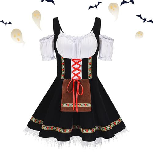PHASZ Oktoberfest Kleid Kostüm | Deutsches Bierfest Kleid - Halloween Party Kostüm für Rollenspiel Mottoparty Traditionelle Hochzeit Karneval Halloween Cosplay Partys von PHASZ