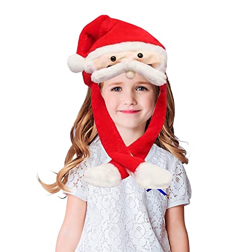 PHASZ Weihnachtsmütze mit beweglichem Bart – lustig, niedlich, kreativ, dekorativ, warm, beweglich, beleuchtet, für Männer und Frauen, Weihnachtsverkleidungsparty von PHASZ